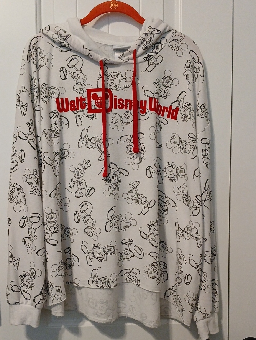 Disney White Hoodie with Black Sketches and Red Accents